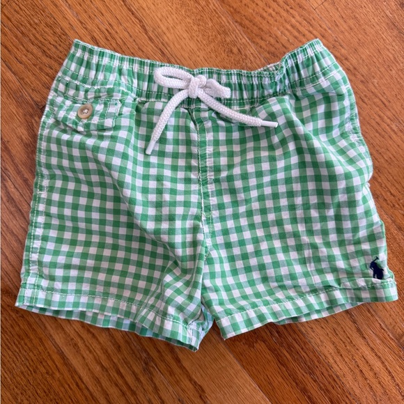 Ralph Lauren Green and White Checkered swim trunks 12M - Picture 1 of 3